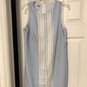 Blue and white striped spring dress